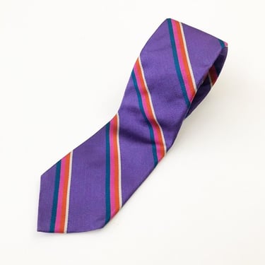 Vintage Liberty of London Purple Striped Silk Tie 