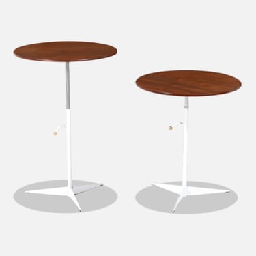 Mid-Century Modern Adjustable Walnut & Metal Side Tables by Thinline 