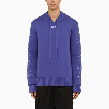 Off-White Arrows Blue Knitted Hoodie Men