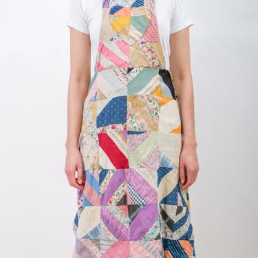 1970s Homemade Patchwork Quilt Overall Dress
