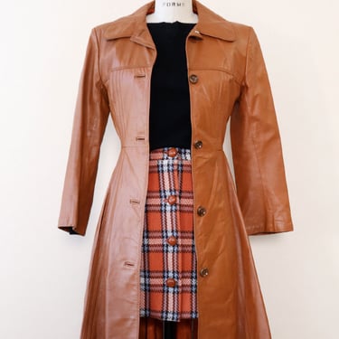 Pecan Leather Trench XS