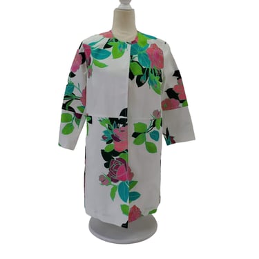 Isola Marras Kimono Jacket Pockets 3/4 Sleeve Rose Floral Print Coat Retro European size 40 US size 8 Brand New With Tags 