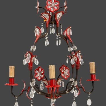 Mid-Century Enameled Floral Form Chandelier