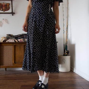 Vintage 80's 90's Kristy Michaels Polka Dot Maxi Dress 