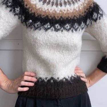 vintage hand knit wool fisherman sweater XS/S 