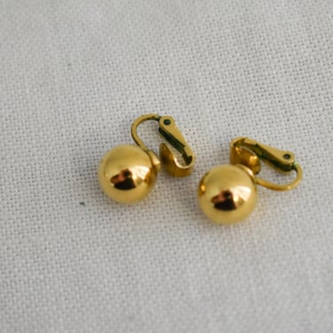 1980s Trifari Gold Ball Clip Earrings 