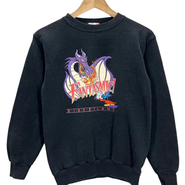 Vintage 90's Disneyland Fantasmic Mickey Dragon Black Sweatshirt Youth Large