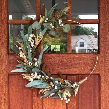 Neutral Eucalyptus hoop wreath, Earthy tones Wreath, Fall Wreath, Autumn Wreath, Modern fall decor 