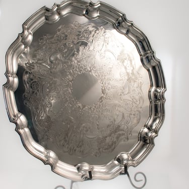 Victorian Silverplate Serving Tray | Beautifully Engraved Vintage Tray 