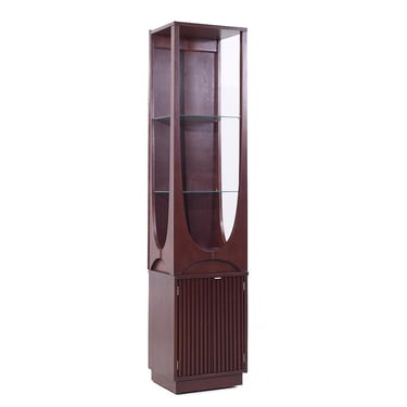 Broyhill Brasilia Mid Century Walnut Curio Cabinet - mcm 