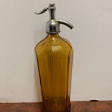 Antique Amber Glass Star Beverage Co Water Bottle 