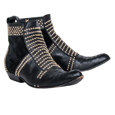 Anine Bing - Black Leather Studded Detail "Charlie" Short Boots Sz 9