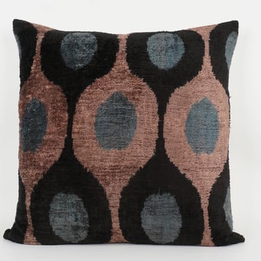 HANDMADE- IKAT SILK/VELVET PILLOWCASE 20"x20"