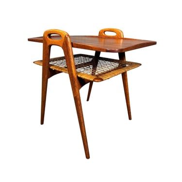 Vintage Danish Mid Century Modern Teak and Oak Side Table 