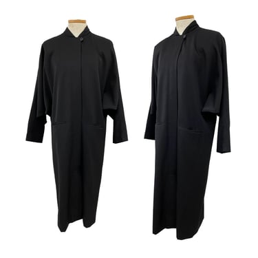 Vtg Vintage 1980s 80s Designer New Wave Avant Garde Dolman Black Jacket Dress 