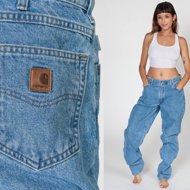 Carhartt Jeans 36 Y2k High Waisted Baggy Boyfriend Jeans Denim Pants Retro Relaxed Straight Tapered Leg Workwear Vintage 00s  xl 36 x 36 