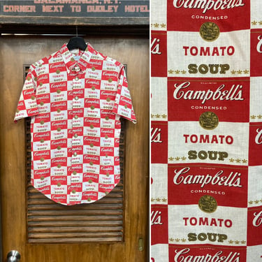 Vintage 1960’s Original Campbell’s Soup Warhol Pop Art Mod Short Sleeve Shirt, 60’s Fashion, Vintage Clothing 
