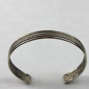 Sterling Silver 925 Braid & Twist Rope Design Cuff Bracelet 