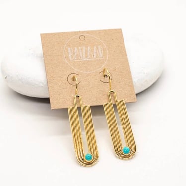 Brass and Turquoise Wave Earrings