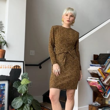 VTG 80s Silk Leopard Print Mini Dress 