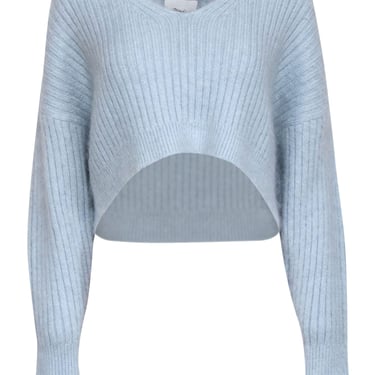 3.1 Phillip Lim - Light Blue Wool & Mohair Blend Cropped Sweater Sz XS
