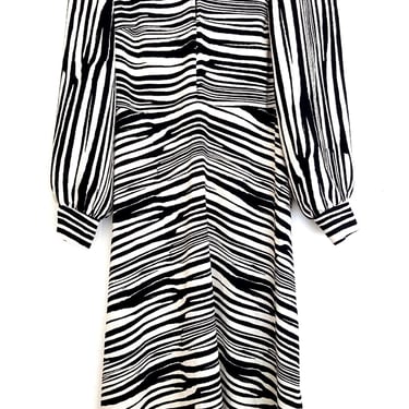 Banana Republic Mock Neck Midi Dress Size Medium 6 Animal Print Keyhole