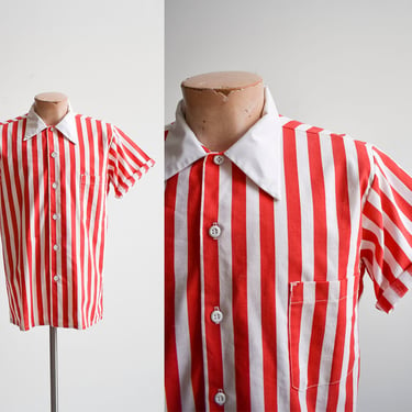 Vintage Red & White Striped Uniform Shirt 