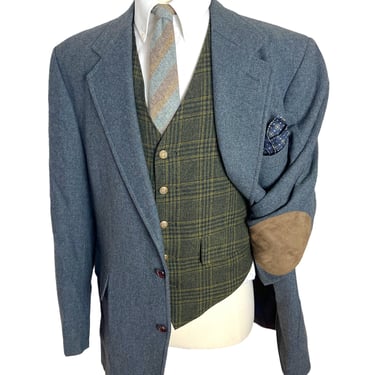 Vintage PENDLETON Wool TWEED Sport Coat ~ size 46 Long ~ jacket / blazer ~ Elbow Patches ~ Made in USA 