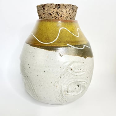Vintage Patrick Shia Crabb Ceramic Studio Pottery Vase / Corked Vessel Signed