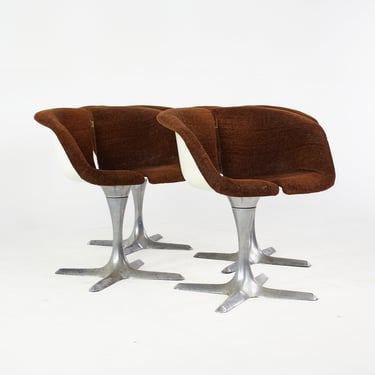 Mid Century Tulip Split Seat Swivel Chairs - Set of 4 - mcm 
