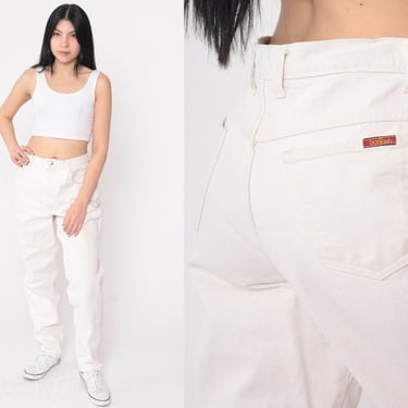 Vintage White Jeans 90s Bonjour Tapered Jeans Mom Jeans Relaxed Jeans Denim Pants 1990s Jeans Medium 30 