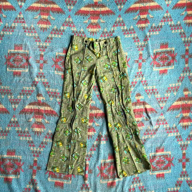Vintage 1970s Double Zip Front Funky Pants 29x30 