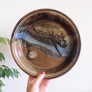 vintage signed hand thrown studio pottery plate 