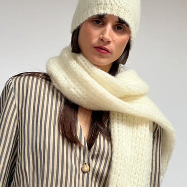 Cocobello Mohair Knit Hat in Natural