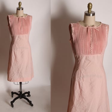 1950s Light Pink Sleeveless Accordion Pleated Wiggle Dress -M 