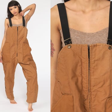 INSULATED Overalls Highland Mills Coveralls Workwear Brown Baggy Bib Pants Work Wear Long Cargo Vintage Dungarees Extra Large xl 