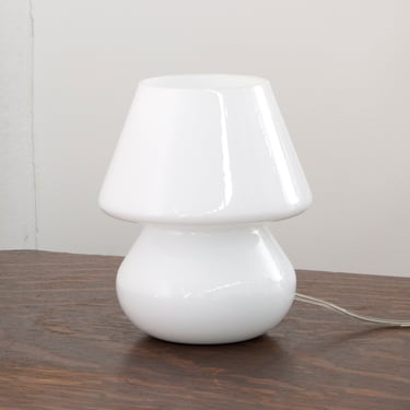 Italian White Puffed Mushroom small Lamp, table lamp h 18cm, Murano glass Made in Italy 