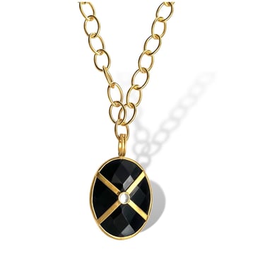 Black Onyx Criss Cross Necklace