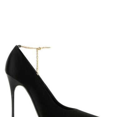 Saint Laurent Women Black Satin Regine Pumps