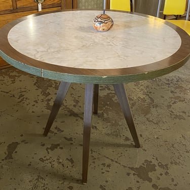 Round Veneer Table w Faux Marble Center