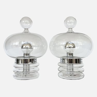 Pair Limburg Chrome Glass Table Lamps