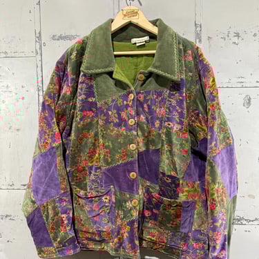Vintage April Cornell Jacket Medium Multicolor Floral Patchwork Barn Jacket Chore Coat Cottagecore Boho Retro 