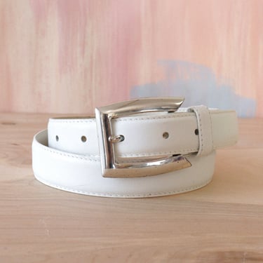 Simple White Leather Belt XS-M