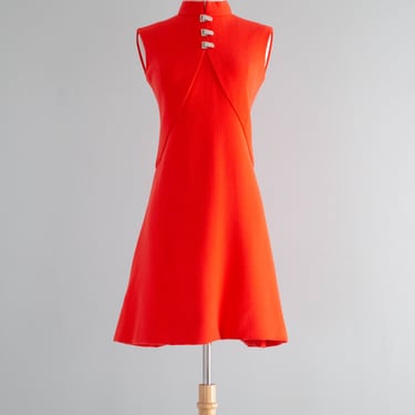 Fantastic 1960's Teal Traina Electric Red Mod Cocktail Dress / Medium