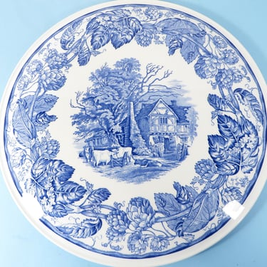 Vintage Spode Blue White China Cake Plate  - Spode Blue Room Collection Rural Scenes Cake Plate 