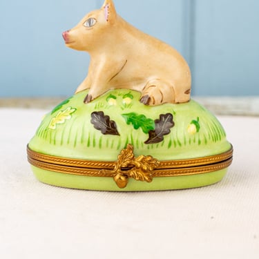 Vintage Limoges Pig Trinket Box