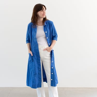 Vintage Matisse Blue Short Sleeve Shop Coat | Unisex Chore Trench Jacket | M | 