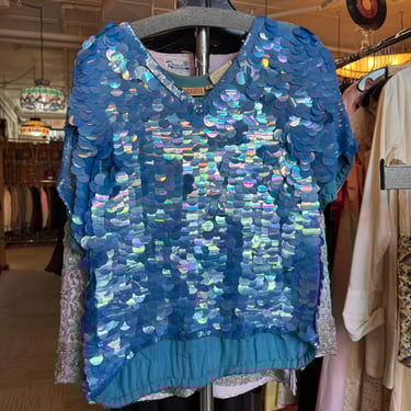 1980s Blue Sequin Blouse