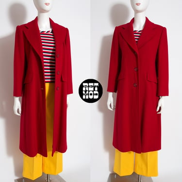 Classy Vintage 90s Red Wool Long Winter Coat 