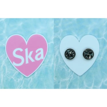 SKA Pin Cute Heart Shaped Button Brooch 